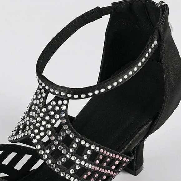 Chic Black Rhinestone Heels - Picture 5 of 7
